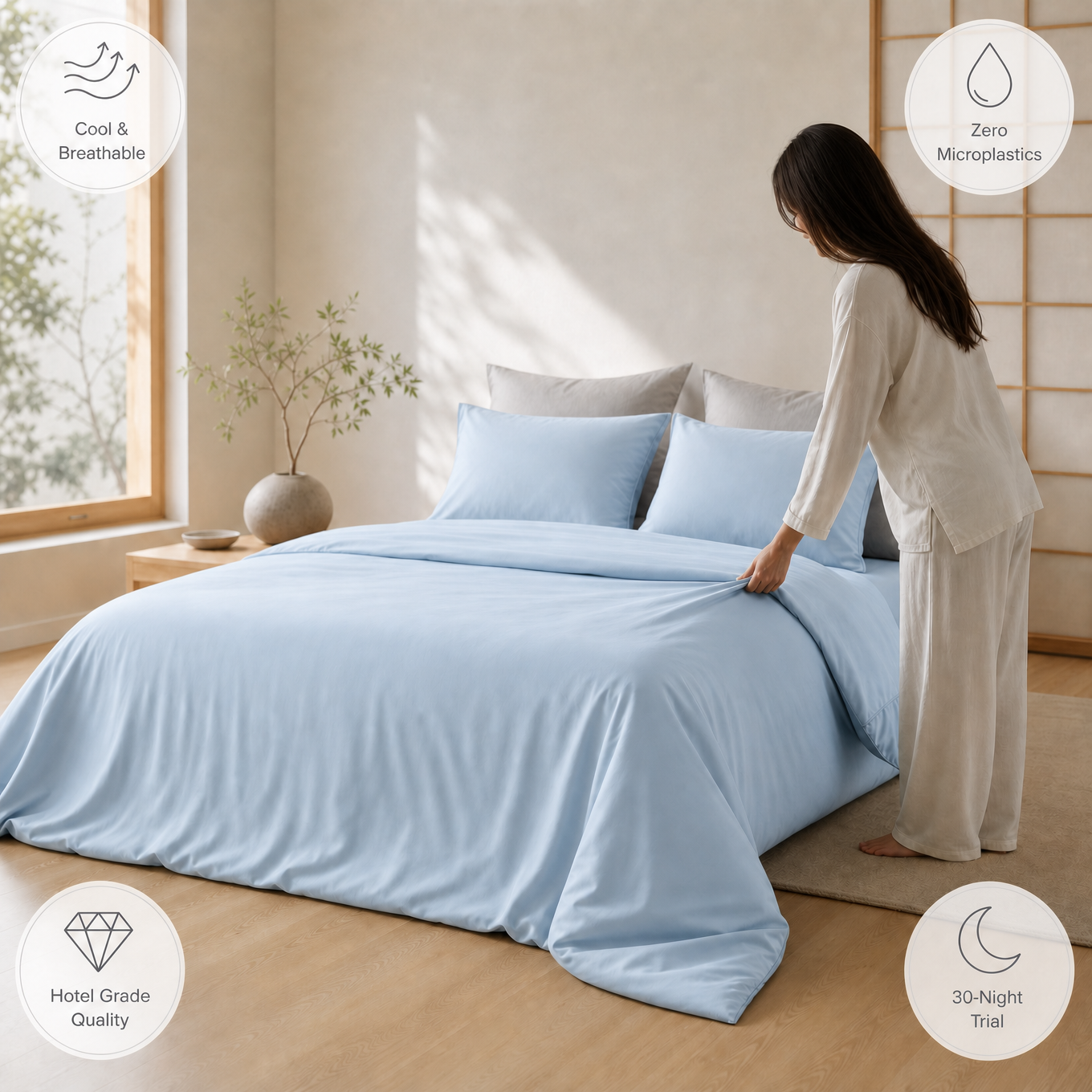 Yuki Sleep Bamboo Frost | Pillowcase Pair